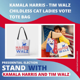 Kamala Harris Tim Walz Kinderloze Kat Dames Stem! Tote Bag