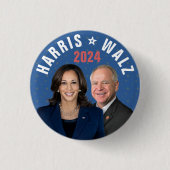 Kamala Harris Tim Walz President Vice 2024 Foto's Ronde Button 3,2 Cm (Voorkant)