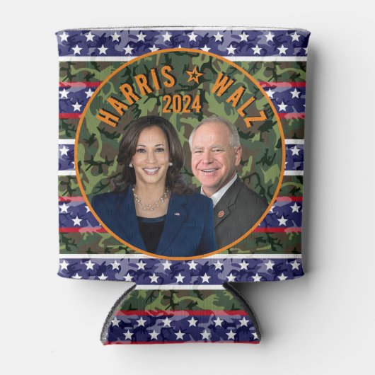 Kamala Harris Tim Walz President Vice Foto's Camo Blikjeskoeler (Voorkant)