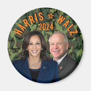 Kamala Harris Tim Walz President Vice Foto's Camo Magneet