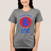 Kamala Harris Tim Walz Stem Blue Stop Project 2025 Tri-Blend Shirt (Voorkant)