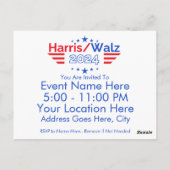 Kamala Harris Tim Walz Verkiezingen 2024 Briefkaart (Achterkant)