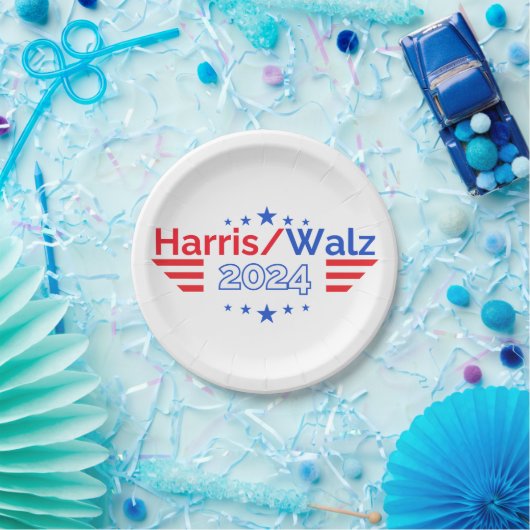Kamala Harris Tim Walz Verkiezingen 2024 Papieren Bordje (Feest)
