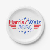 Kamala Harris Tim Walz Verkiezingen 2024 Papieren Bordje (Voorkant)