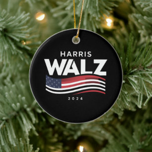 Kamala Harris Tim Walz Wals 2024 Verkiezing Keramisch Ornament