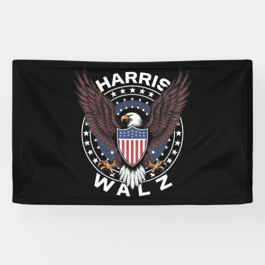 Kamala Harris Tim Walz Wals 2024 Verkiezing Spandoek (Horizontaal)