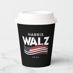 Kamala Harris Tim Walz Waltz 2024 Verkiezing Papieren Bekers