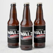Kamala Harris Tim Walz Waltz Verkiezingen 2024 Bier Etiket (Flessen)
