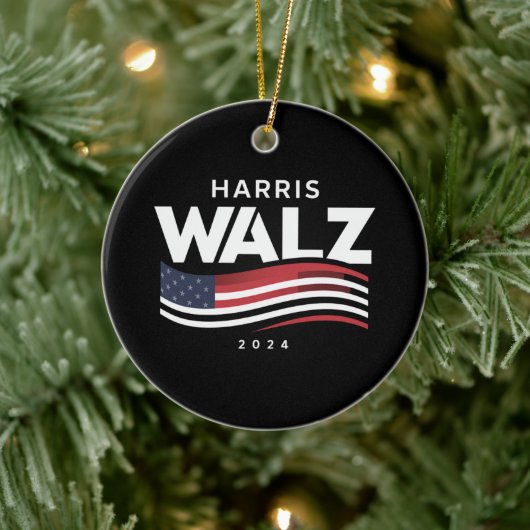 Kamala Harris Tim Walz Waltz Verkiezingen 2024 Keramisch Ornament (Boom)