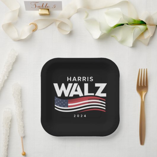 Kamala Harris Tim Walz Waltz Verkiezingen 2024 Papieren Bordje (Huwelijk)