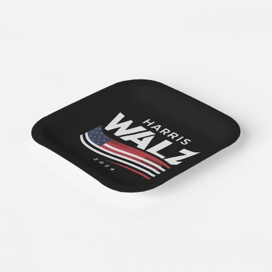 Kamala Harris Tim Walz Waltz Verkiezingen 2024 Papieren Bordje (Gebogen)