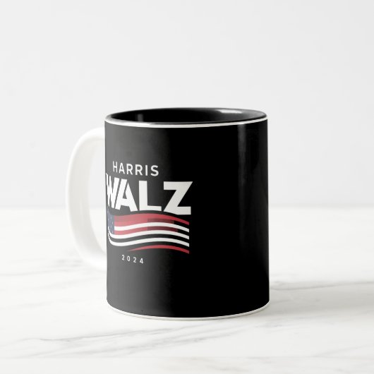 Kamala Harris Tim Walz Waltz Verkiezingen 2024 Tweekleurige Koffiemok (Voorkant links)