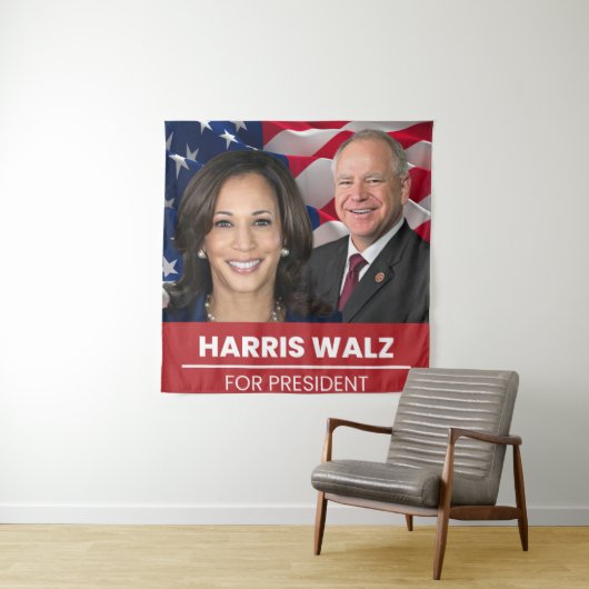 Kamala Harris Tim Walz Wandkleed (In situ)