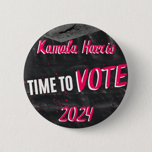 Kamala Harris-toets. Donker Ronde Button 5,7 Cm (Voorkant)