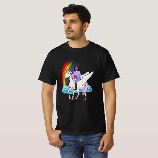 KAMALA HARRIS UNICORN EN REGENBOOG T-shirt (Voorkant volledig)