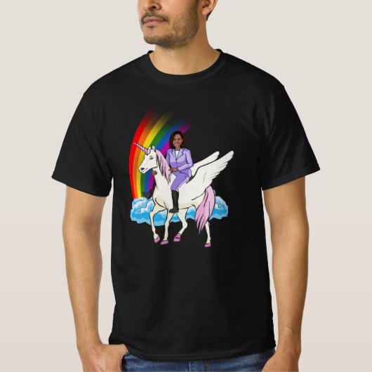 KAMALA HARRIS UNICORN EN REGENBOOG T-shirt (Voorkant)