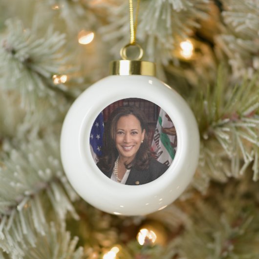 Kamala Harris US Vice President, Biden 2024 Keramische Bal Ornament (Boom)