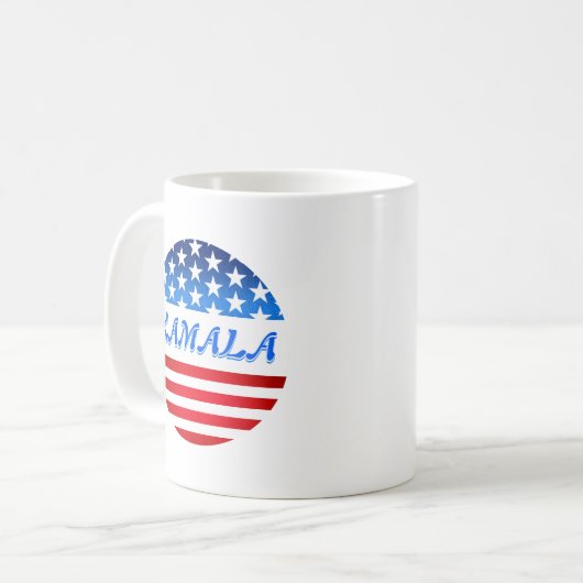 Kamala Harris USA Flag Custom Text Elections 2024 Koffiemok (Voorkant links)