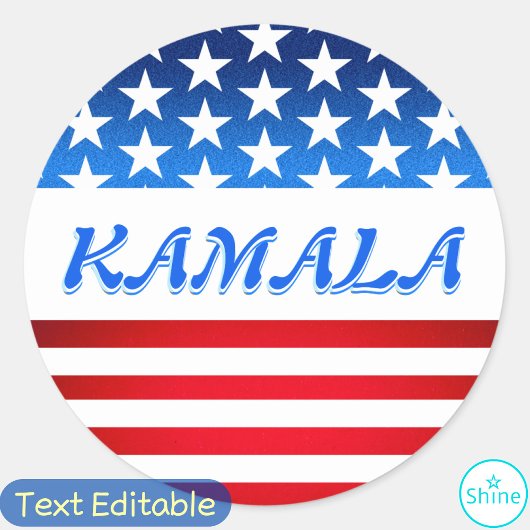 Kamala Harris USA Flag Custom Text Elections 2024 Ronde Sticker