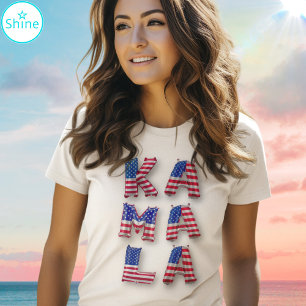 Kamala Harris USA Vlag Ballonbrieven Democraten T-shirt