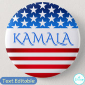Kamala Harris USA Vlag Democraten Gepersonaliseerd Ronde Button 5,7 Cm
