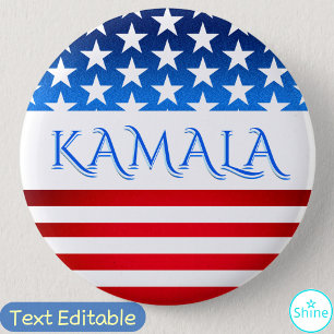 Kamala Harris USA Vlag Democraten Gepersonaliseerd Ronde Button 5,7 Cm