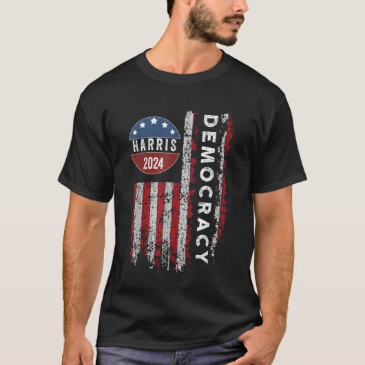 Kamala Harris vervangt Biden President Democracy T-shirt (Voorkant)