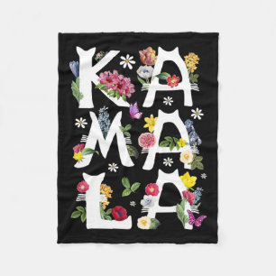 Kamala Harris Vintage Floral Cat Letters President Fleece Deken
