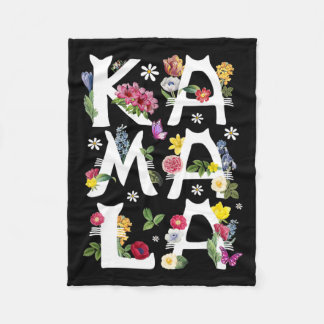 Kamala Harris Vintage Floral Cat Letters President Fleece Deken