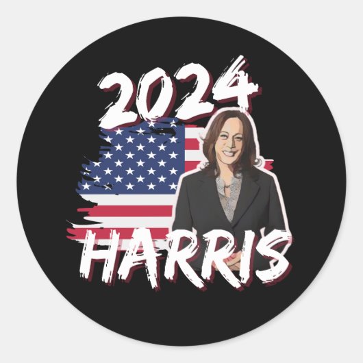 Kamala Harris voor de Amerikaanse verkiezingen van Ronde Sticker (Voorkant)
