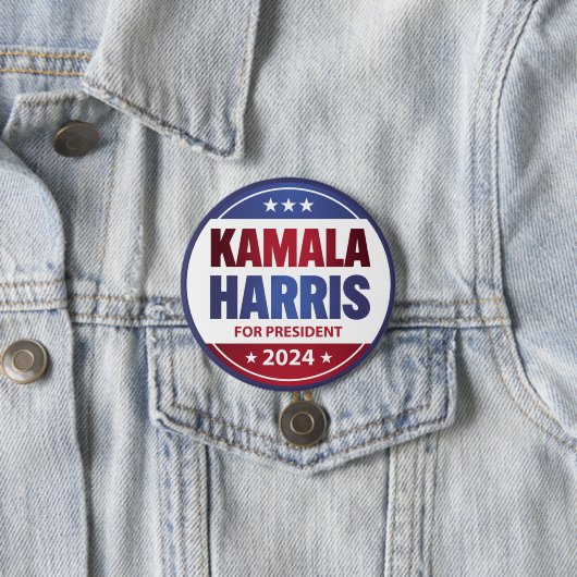 Kamala Harris voor President 2024 Blauw Ronde Button 7,6 Cm (In situ)