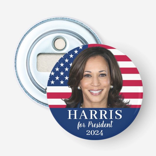 Kamala Harris voor President 2024 Button Flesopener (Voorkant)