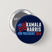 Kamala Harris voor President 2024 Dark Blue Ronde Button 5,7 Cm (Voorkant /achterkant)