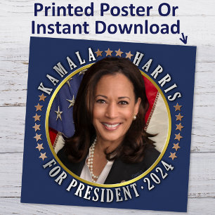 Kamala Harris voor President 2024 Democraat Foto Poster