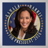 Kamala Harris voor President 2024 Democraat Foto Poster (Voorkant)