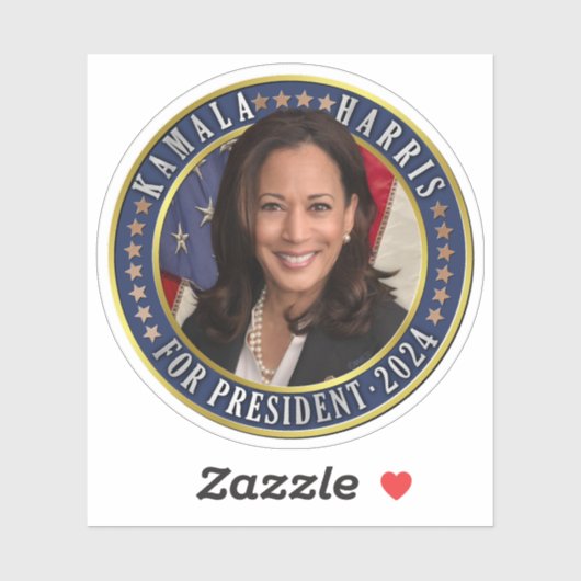 Kamala Harris voor President 2024 Democraat Foto Sticker (Vel)