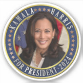 Kamala Harris voor President 2024 Democraat Foto Sticker (Voorkant)