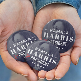 Kamala Harris voor President 2024 Foto Button Pin
