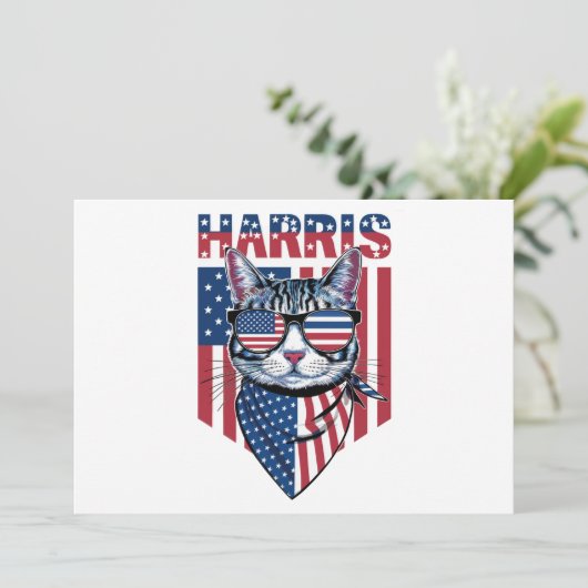 Kamala Harris voor President 2024 Funny Cat Kaart (Staand voorkant)