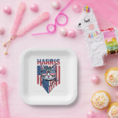 Kamala Harris voor President 2024 Funny Cat Papieren Bordje (Feest)