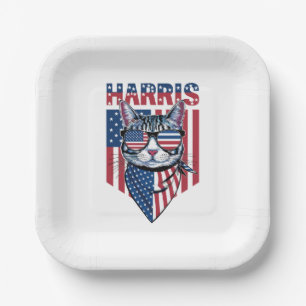 Kamala Harris voor President 2024 Funny Cat Papieren Bordje