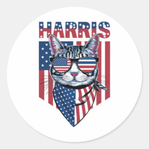 Kamala Harris voor President 2024 Funny Cat Ronde Sticker
