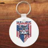 Kamala Harris voor President 2024 Funny Cat Sleutelhanger (Voorkant)