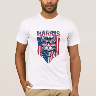 Kamala Harris voor President 2024 Funny Cat T-shirt