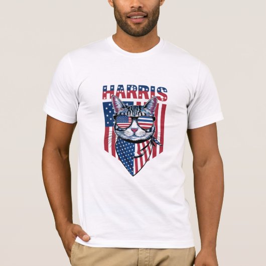 Kamala Harris voor President 2024 Funny Cat T-shirt (Voorkant)