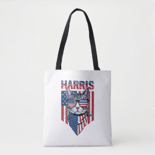 Kamala Harris voor President 2024 Funny Cat Tote Bag