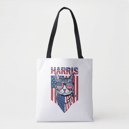 Kamala Harris voor President 2024 Funny Cat Tote Bag (Voorkant)