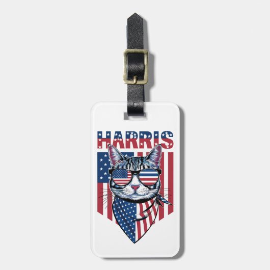 Kamala Harris voor President 2024 Grappige Kat Bagagelabel (Voorkant verticaal)