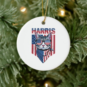 Kamala Harris voor President 2024 Grappige Kat  Keramisch Ornament