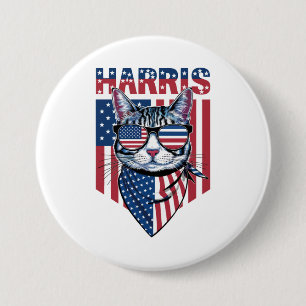 Kamala Harris voor President 2024 Grappige Kat  Ronde Button 7,6 Cm